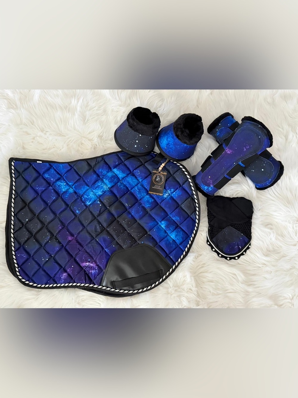 Galaxy Print Equestrian Saddle Pad & Matching Boots